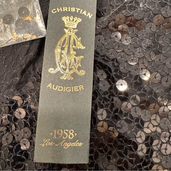 NEW Christian Audigier Womans Black Sequins Top W/ Gold Accents size Medium NWT - Picture 7 of 16